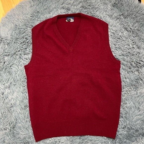 Vintage Mark Shale Red Lambswool Vest Mens Size L Y2K 90s - Picture 1 of 6